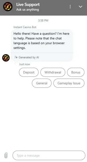 instant casino chat